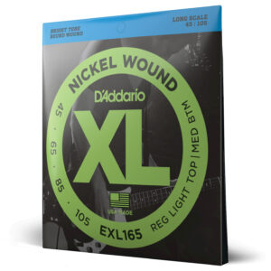 D'Addario EXL165 Nickel Wound Bass Guitar Strings, Custom Light, 45-105, Long Scale